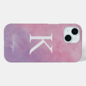 Roze en Paarse gepersonaliseerde monogram Case-Mate iPhone Case (Achterkant (horizontaal))