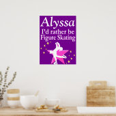 ROZE EN PAARSE GEPERSONALISEERDE SKATER MEISJE POS POSTER (Keuken)