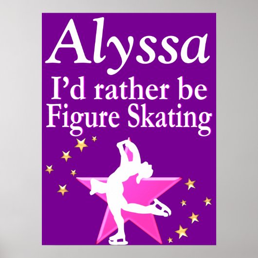 ROZE EN PAARSE GEPERSONALISEERDE SKATER MEISJE POS POSTER (Voorkant)