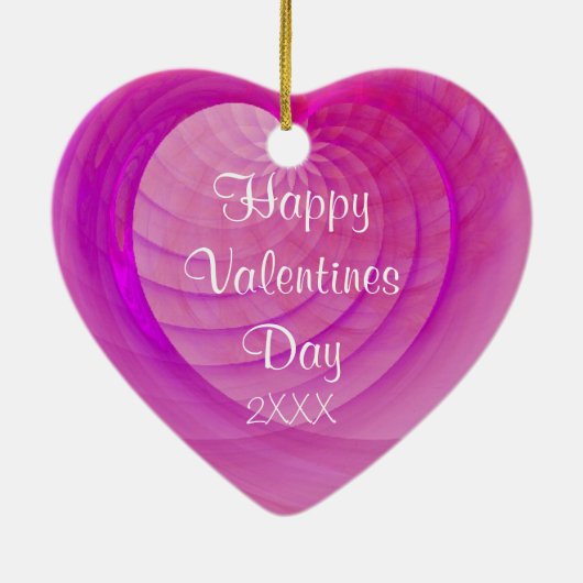 Roze en Paarse geRibbed Heart Keepomwille Keramisch Ornament (Achterkant)