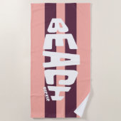 Roze en paarse gestreepte badhanddoek 'Beach Pleas (Voorkant)