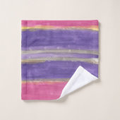 Roze en Paarse gestreepte badhanddoekset Bad Handdoek (Wasdoekje)