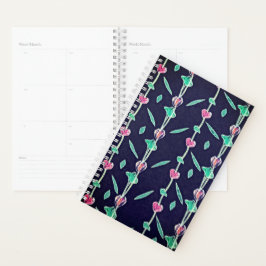 Roze en Paarse gestreepte bloemen Planner