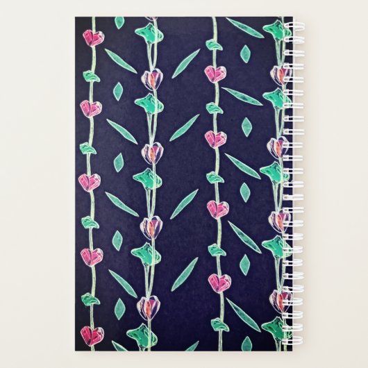 Roze en Paarse gestreepte bloemen Planner (Achterkant)
