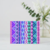 Roze en Paarse Girly Aztec Briefkaart (Staand voorkant)