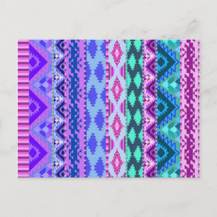Roze en Paarse Girly Aztec Briefkaart