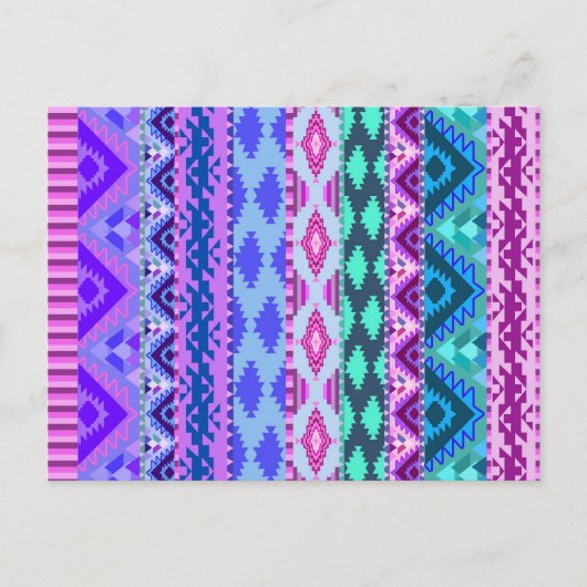 Roze en Paarse Girly Aztec Briefkaart (Voorkant)