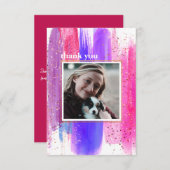 Roze en Paarse Glitter Afstuderen Hartelijk dank Kaart (Voorkant / Achterkant)