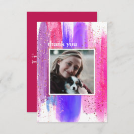 Roze en Paarse Glitter Afstuderen Hartelijk dank Kaart