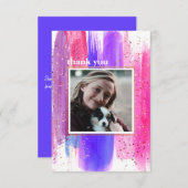 Roze en Paarse Glitter Afstuderen Hartelijk dank Kaart (Voorkant / Achterkant)