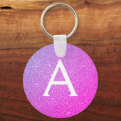Roze en Paarse glitter- en sparkle-monogram Sleutelhanger (Voorkant)