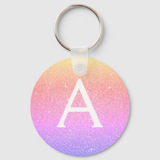 Roze en Paarse glitter- en sparkle-monogram Sleutelhanger (Voorkant)