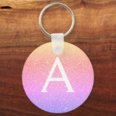 Roze en Paarse glitter- en sparkle-monogram Sleutelhanger (Voorkant)