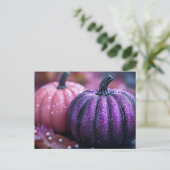 Roze en Paarse Glitter Halloween Wenskaart Briefkaart (Staand voorkant)