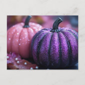 Roze en Paarse Glitter Halloween Wenskaart Briefkaart (Voorkant)