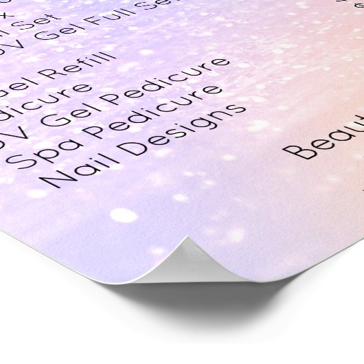 Roze en Paarse Glitter Nail Salon Prijslijst Poster (Hoek)