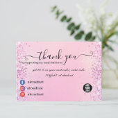 Roze en Paarse Glitter Ombre Business Hartelijk da Bedankkaart (Staand voorkant)