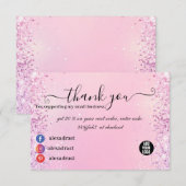 Roze en Paarse Glitter Ombre Business Hartelijk da Bedankkaart (Voorkant / Achterkant)