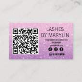 Roze en Paarse Glitter Ombre Lash Tech Klantenkaartje (Achterkant)