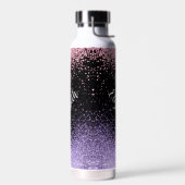 Roze en Paarse glitter op zwart Waterfles (Links)