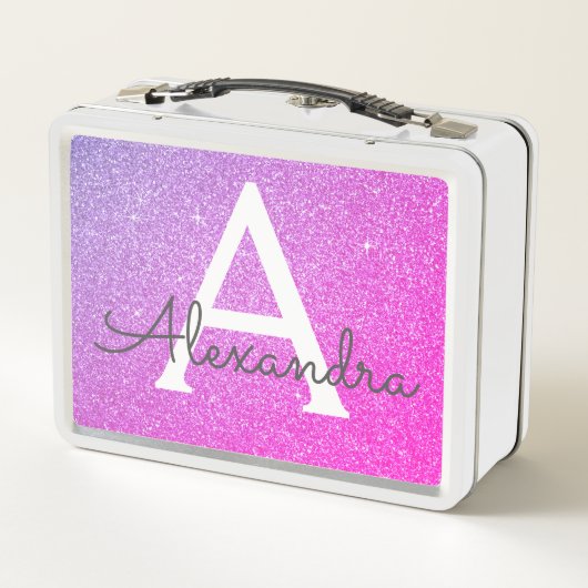 Roze en Paarse Glitter & Sparkle Monogram (Achterkant)