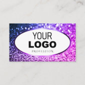 Roze en Paarse Glitter Wit Logo Professional Visitekaartje (Voorkant)