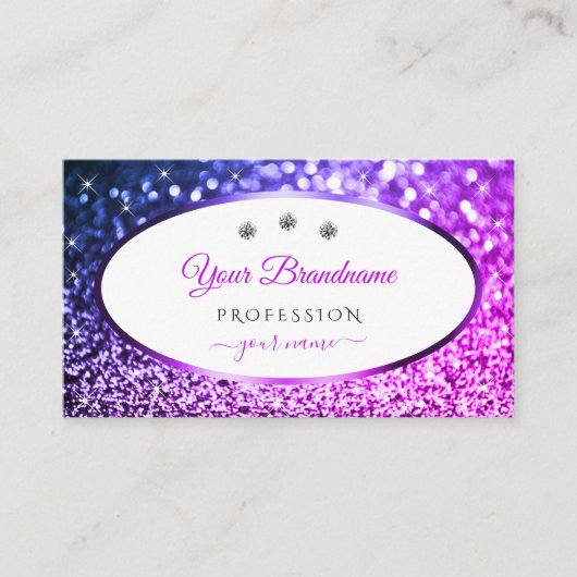 Roze en Paarse Glitter Witte Sieraden Professionee Visitekaartje (Voorkant)