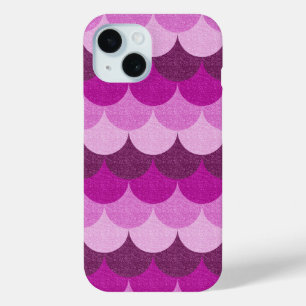 Roze en Paarse Glitterende Zeemeermin Schubben Pat iPhone 15 Case