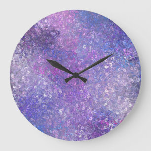 Roze en paarse glitters Bling  Grote Klok