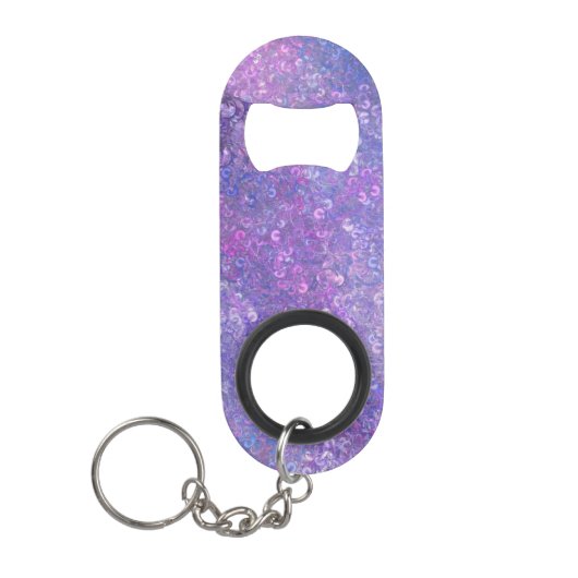 Roze en paarse glitters Bling Mini Flessenopener (Voorkant)