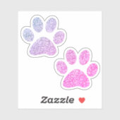 Roze en Paarse glitterschilderingen sticker (Vel)