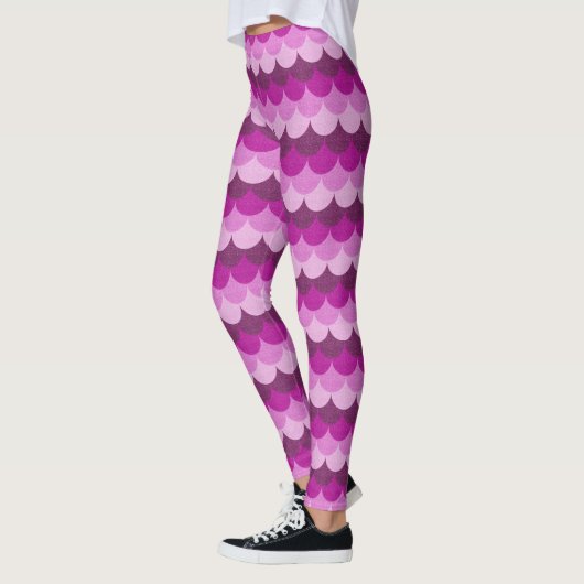 Roze en Paarse Glittery Mermaid Scales Pattern Leggings (Links)