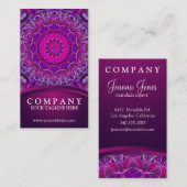 Roze en Paarse gloeiende mandala - donkerroze ontw Visitekaartje (Voorkant / Achterkant)