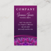 Roze en Paarse gloeiende mandala - donkerroze ontw Visitekaartje (Achterkant)