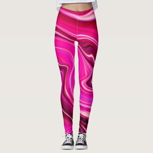 Roze en Paarse golven Leggings (Voorkant)