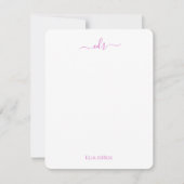 Roze en Paarse golven Monogrammed Note Kaart Notitiekaartje (Voorkant)