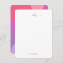 Roze en Paarse golven Monogrammed Note Kaart