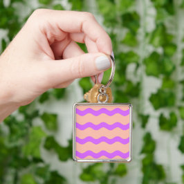 Roze en paarse golven sleutelhanger