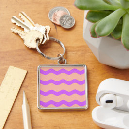Roze en paarse golven sleutelhanger