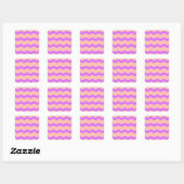 Roze en paarse golven vierkante sticker (Vel)