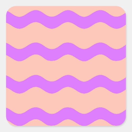 Roze en paarse golven vierkante sticker (Voorkant)