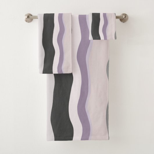 Roze en Paarse golvende strepen Bad Handdoek (Insitu)