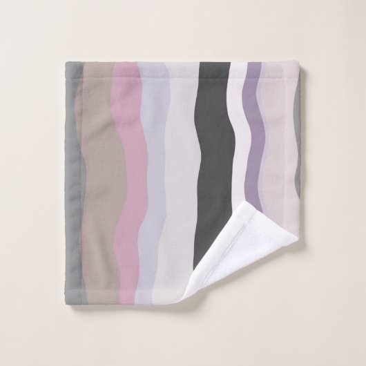 Roze en Paarse golvende strepen Bad Handdoek (Wasdoekje)