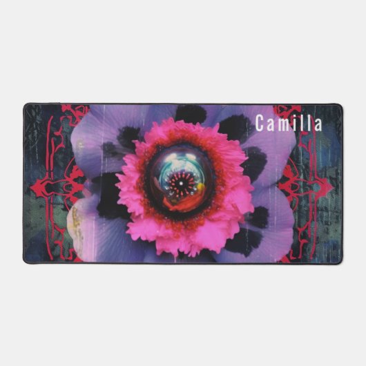 Roze en Paarse Gothic. Bewerkbare naam Bureaumat (Voorkant)