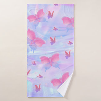 Roze en Paarse Gradient Butterfly Badhanddoek