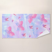 Roze en Paarse Gradient Butterfly Badhanddoek (Badhanddoek)