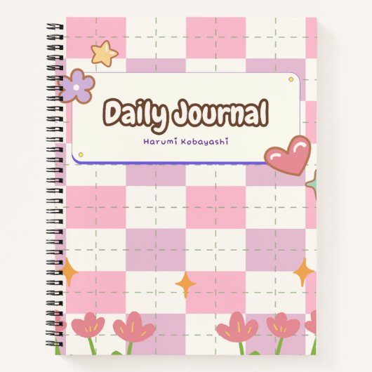 Roze en Paarse Gradient Notitieboek Hoesje (Voorkant)