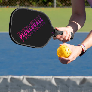 Roze en Paarse Gradient Pickleball op zwart Pickleball Paddle
