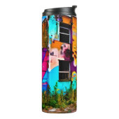 Roze en Paarse Graffiti Art | Verlaten gebouw Thermosbeker (Gedraaid links)