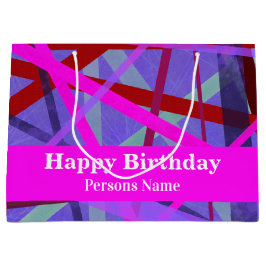 Roze en Paarse grijze plaatjes Geometrisch Abstrac Groot Cadeauzakje